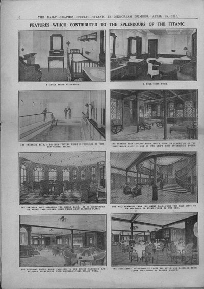 Funktioner som bidrog till Titanics prakt, 20 april 1912. av Unbekannt