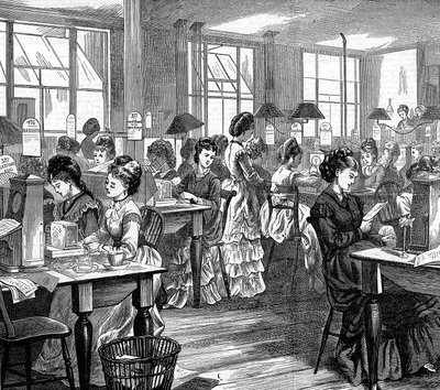 Kvinnliga telegrafarbetare, 1871 av Unbekannt