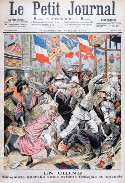 Strid mellan franska och japanska soldater under det rysk-japanska kriget, Kina, 1904 av Unbekannt