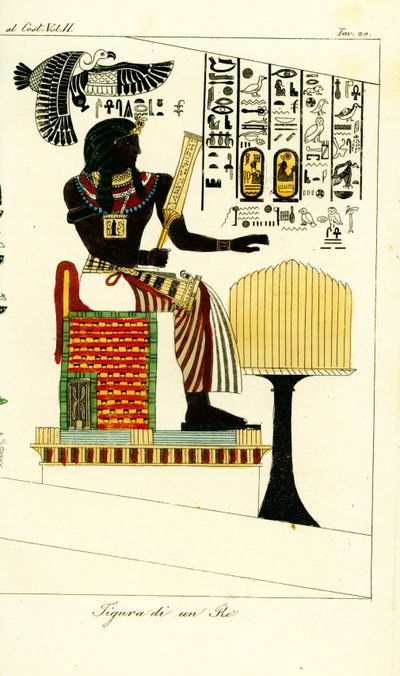 Figur av en egyptisk kung eller farao från en grav i Thebe upptäckt av Giovanni Battista Belzoni av Unbekannt