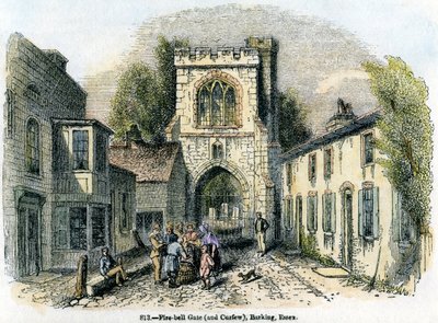 Fire-bell Gate och utegångsförbud, Barking, Essex, 1845 av Unbekannt