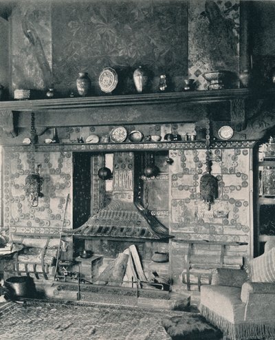 Öppen spis i Mr. Louis C. Tiffanys bibliotek, 1897 av Unbekannt
