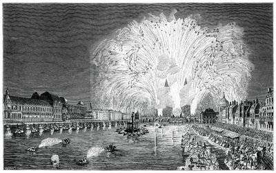 Fyrverkerier på bron, Paris, 1754, 1885 av Unbekannt