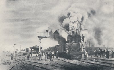 Första tåget från den interkoloniala järnvägen som lämnar Kalgoorlie, 1923. av Unbekannt