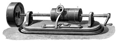 Första modellen av Edisons Phonograph c1877 c1880. av Unbekannt