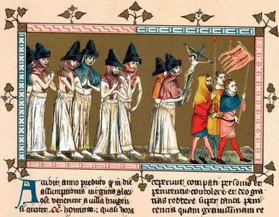 Flagellanter i den nederländska staden Tournai Doornik, 1349 av Unbekannt