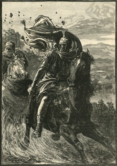Pompejus flyg från stridsfältet i Pharsalia, 1890. av Unbekannt