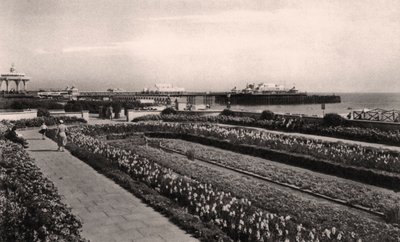 Blomsterträdgårdar och West Pier, Brighton, Sussex, 1938 av Unbekannt