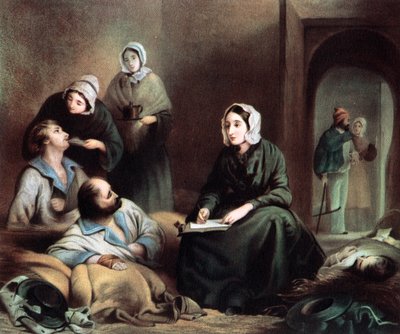 Florence Nightingale, brittisk sjuksköterska och sjukhusreformator, vid Scutari Hospital, Turkiet, 1855 av Unbekannt