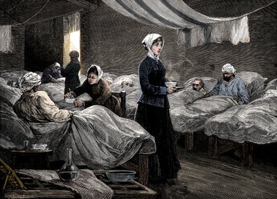 Florence Nightingale på baracksjukhuset i Scutari, c1880 av Unbekannt