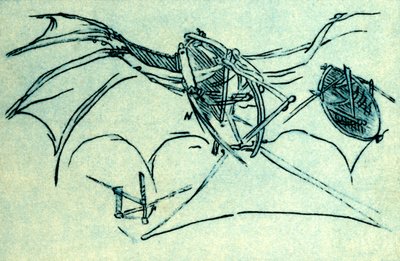 Flygmaskin designad av Leonardo da Vinci, c1485, 1932. av Unbekannt