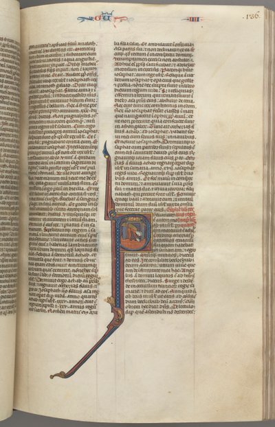 Fol. 136r, Kings IV, historisk initial P, Ahasja faller från ett torn, ca. 1275-1300. av Unbekannt