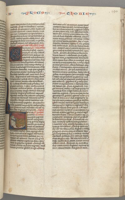 Fol. 190r,Tobit, historisk initial T, Tobit sover på en säng, ca. 1275-1300. av Unbekannt