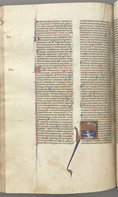 Fol. 224v, Psalm 68, historisk initial S, David i vattnet vädjande till Gud ovan, ca. 1275-1300. av Unbekannt