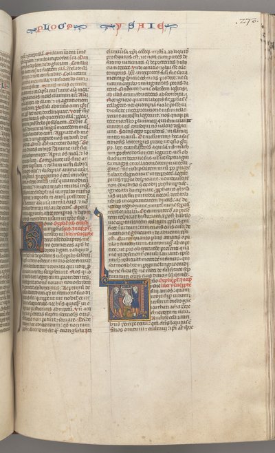 Fol. 273r, Jesaja, historisk initial V, Jesajas martyrskap, ca. 1275-1300. av Unbekannt