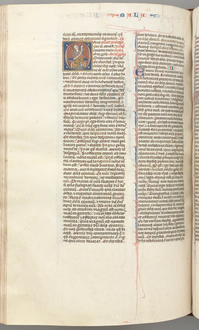 Fol. 368v, Malachi, historik initial O, Malachi sittande med en rulla, ca. 1275-1300. av Unbekannt