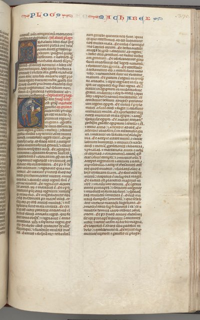 Fol. 370r, Maccabees I, historisk initial E, Mathathias dödar den avgudadyrkande juden, ca. 1275-1300. av Unbekannt