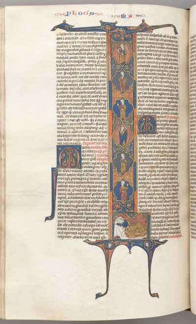 Fol. 391v, Matthew, fullängds historisk initial L, Jesses träd, med en sovande Jesse, ca. av Unbekannt