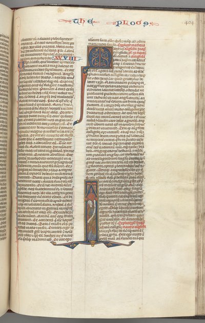 Fol. 404r, Mark, historisk initial I, Mark står med en rulla, ca. 1275-1300. av Unbekannt