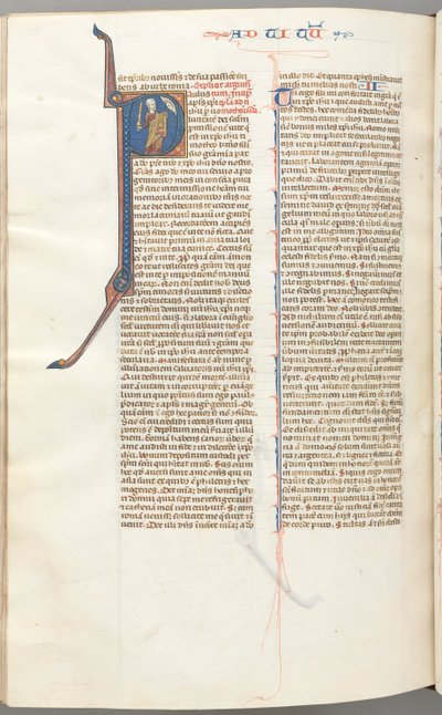 Fol. 457v, Timothy II, historisk initial P, Paulus talar till Guds byst ovan, ca. 1275-1300. av Unbekannt