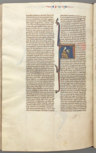 Fol. 482v, Revelations, historik initial A, John sitter vid ett skrivbord och skriver..., ca. 1275-1300. av Unbekannt