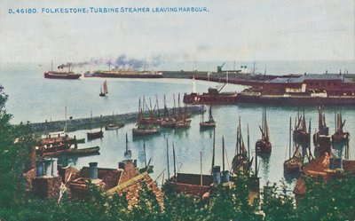 Folkestone: Turbine Steamer Leaving Harbour, sent 1800-tidigt 1900-tal av Unbekannt