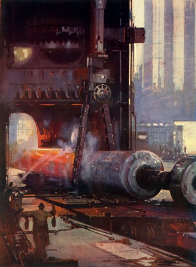 Smide en propelleraxel för en stor liner, c1930. av Unbekannt