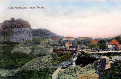 Fort Purandhar, nära Pune Poona, Indien, tidigt 1900-tal av Unbekannt