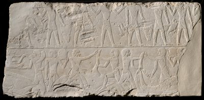 Fragment av en gravvägg som visar offerbärare och slaktare, Egypten, Gamla kungariket, mitten av dynastin... av Unbekannt
