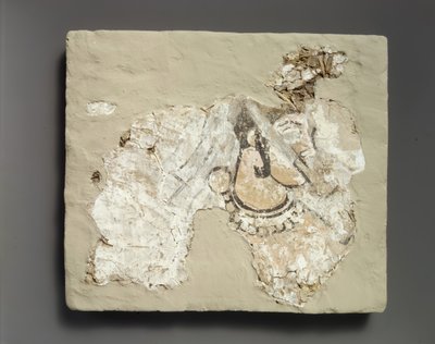 Fragment av väggmålning: hona med munskydd padam, ca. 700-talet e.Kr. av Unbekannt