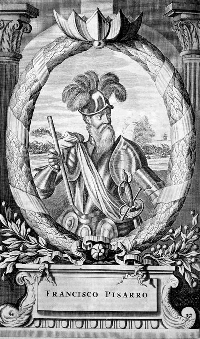 Francisco Pizarro, spansk conquistador från 1400-talet, 1671 av Unbekannt