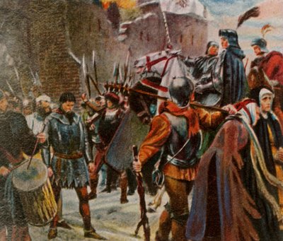 Fredrik I, markgreve av Brandenburg, slår ner Quitzows, 1414, 1936. av Unbekannt