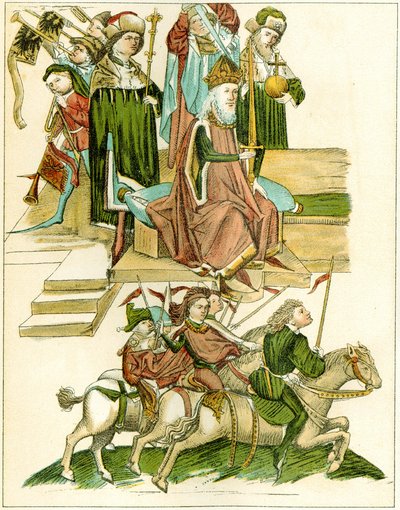 Fredrik I får Brandenburg kopia av en illustration från Richentals illustrerade krönika, ca. 1440 av Unbekannt