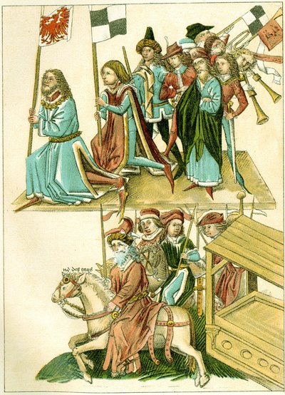 Fredrik I får Brandenburg kopia av en illustration från Richentals illustrerade krönika, ca. 1440 av Unbekannt