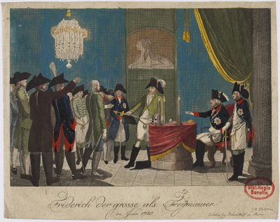 Fredrik den store som frimurare 1740 av Unbekannt