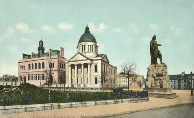 Free Library Free S Church & Wallace Statue - Aberdeen, 1900-talet. av Unbekannt