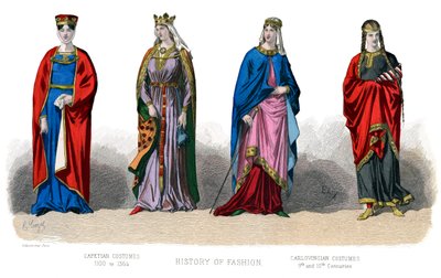 Fransk kostym: Capetian, Carlovingian, 1882 av Unbekannt