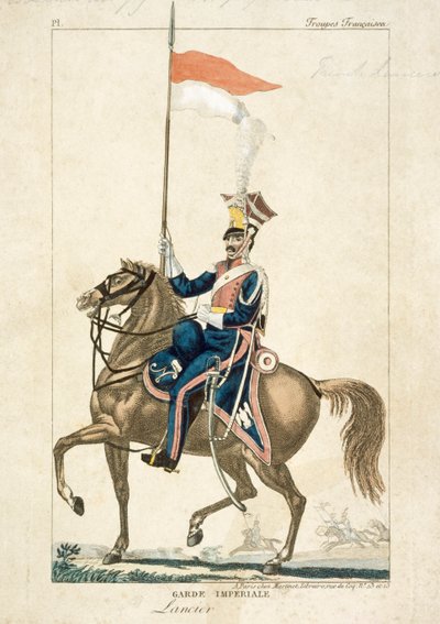 Fransk lancer av det kejserliga gardet, Napoleonkrigen, c1815 av Unbekannt