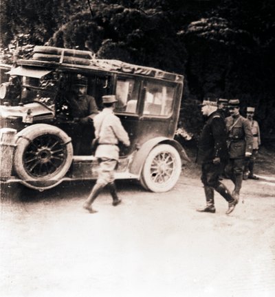 Franska officerare och fordon, c1914-c1918. av Unbekannt