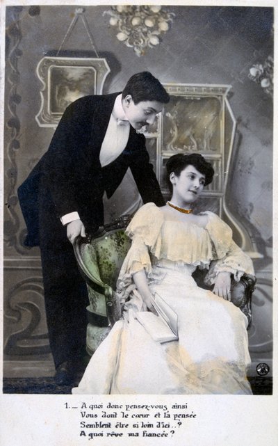 Franskt romantiskt vykort, c1900 av Unbekannt