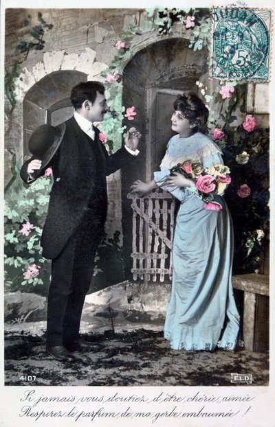 Franskt romantiskt vykort, c1900 av Unbekannt