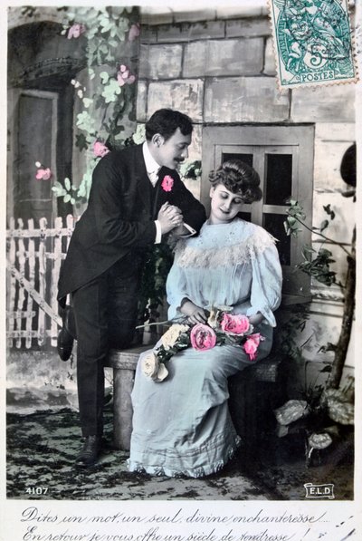 Franskt romantiskt vykort, c1900 av Unbekannt