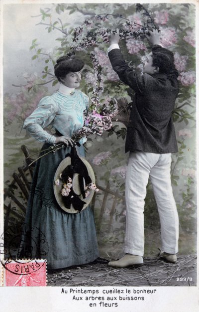 Franskt romantiskt vykort, c1900 av Unbekannt