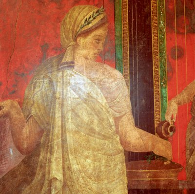 Fresco Detail, Minister som bär en bricka med mat, 1:a århundradet f.Kr av Unbekannt