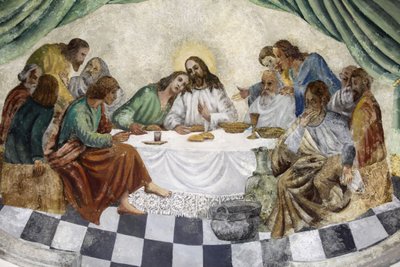 Fresk i Zollino kyrka: Nattvarden, Zollino, Italien av Unbekannt