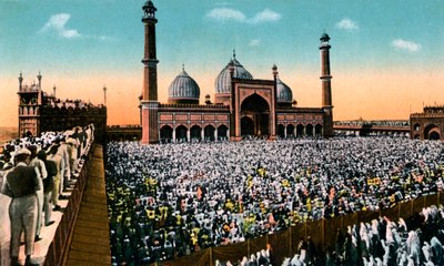 Fredagsböner, Jama Masjid, Delhi, Indien, tidigt 1900-tal av Unbekannt