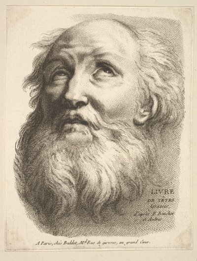 Frontispice: Head of a Bearded Man, från Livre de Têtes Gravées dapres F. Bouch..., 1700-tal. av Unbekannt