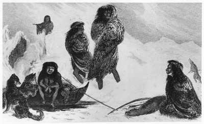 Fuegians kommer att handla med patagonierna, 1839 av Unbekannt