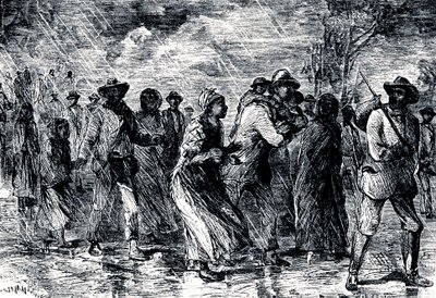 Flyktande slavar som flyr från Maryland till Delaware via Underground Railroad, 1850-1851 av Unbekannt