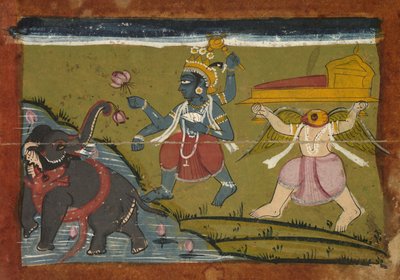 Gajendra Moksha: The Salvation of the King of the Elephants, 1800-talet. av Unbekannt
